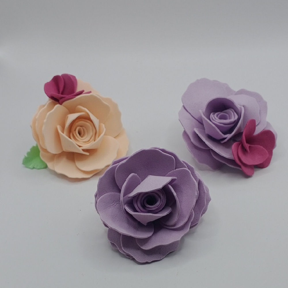 Elegant Purple and Pink Floral Hair Clips